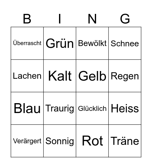Deutsch Bingo Card