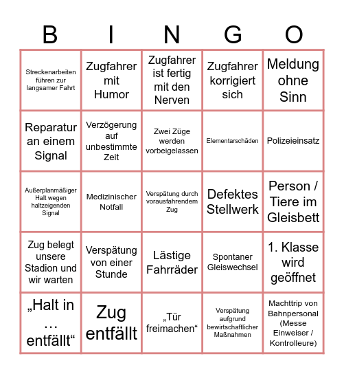 Bahn Bingo - Gamescom 26 Bingo Card