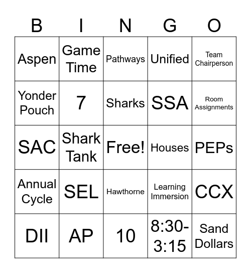 Collins Middle School (Re)Fresher Bingo Card