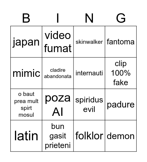 bingo de bosorogi Bingo Card
