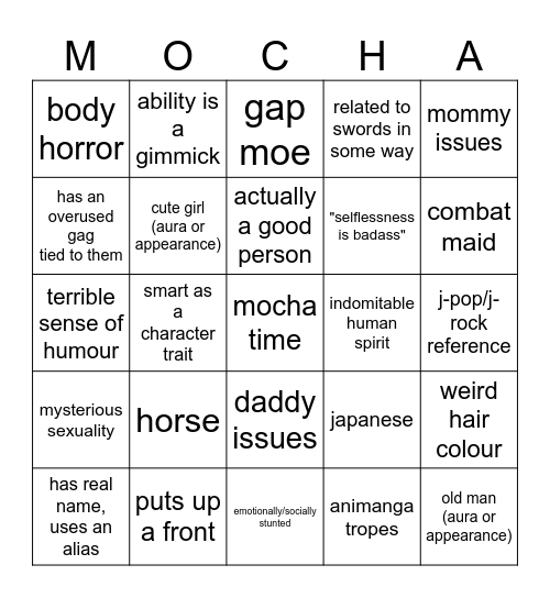 did you make a mocha... Bingo Card