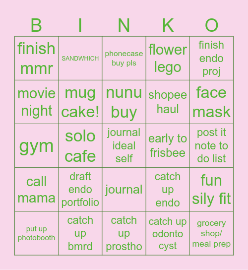 this week binki ! Bingo Card