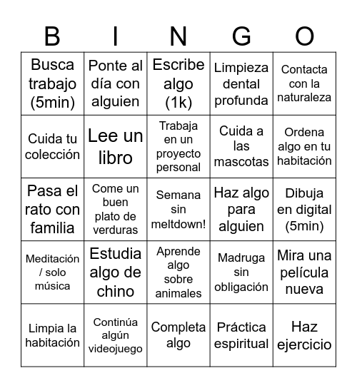 Bingo Semanal Bingo Card