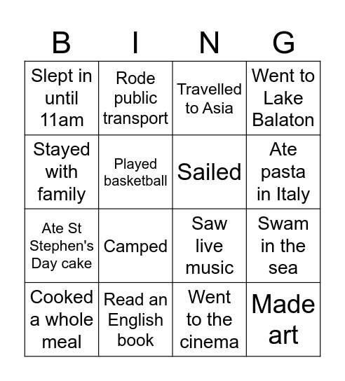 Find Someone Who: Summer Edition Bingo Card