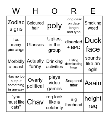 Hinge Bingo! Bingo Card