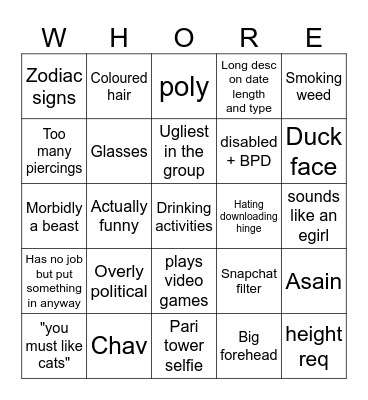 Hinge Bingo! Bingo Card