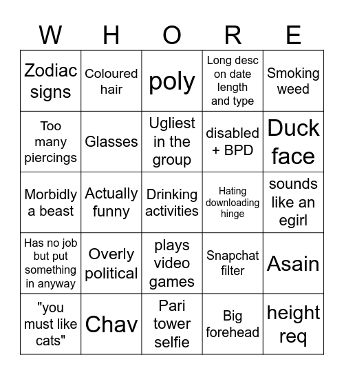 Hinge Bingo! Bingo Card