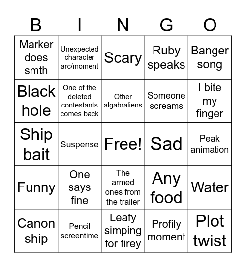 Tpot 25 bingo Card