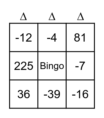 Bingo do Discriminante Bingo Card