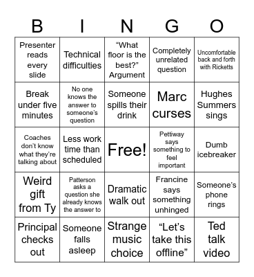 PD Bingo Card
