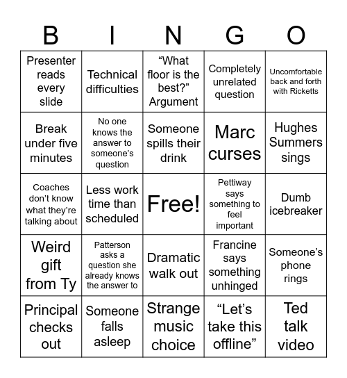 PD Bingo Card