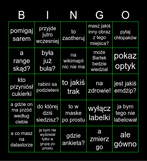 Bingo satim Bingo Card