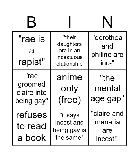 ILTV Misinfo bingo Card