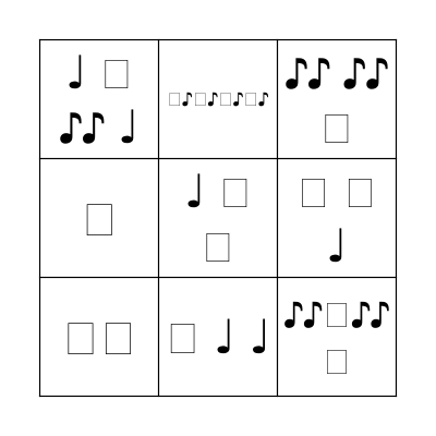 Note Value Bingo Card