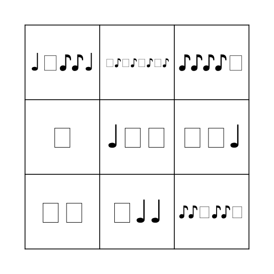 Note Value Bingo Card