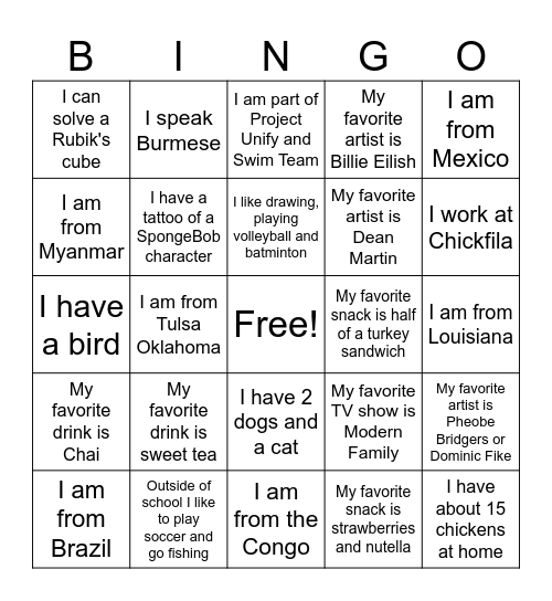 26-27 2A Bingo Card