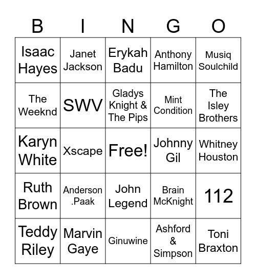 R&Bingo Card