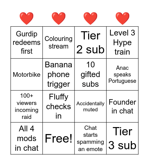 Subtember Bingo Card