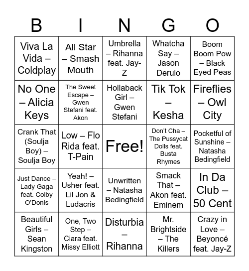 Round 1: 2000s Y2K & Early Childhood Throwbacks Bingo Card