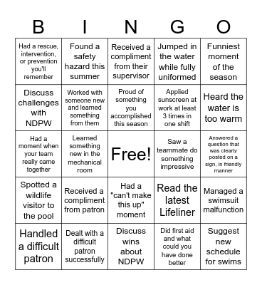 Summer Bingo 2026 Bingo Card