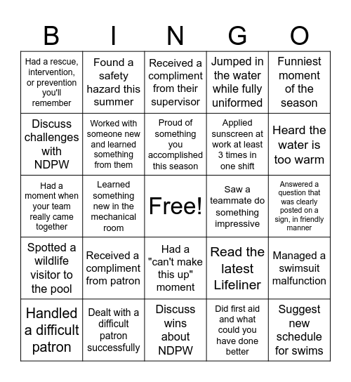 Summer Bingo 2026 Bingo Card