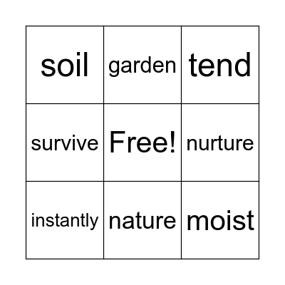 Living Things Vocabulary Bingo Card