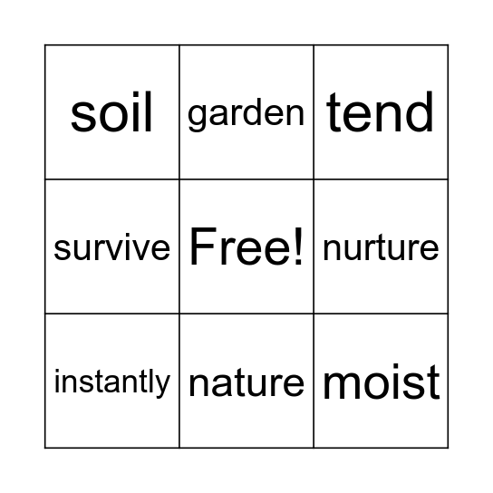 Living Things Vocabulary Bingo Card