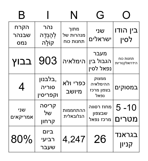 השיטפונות באוגוסט האחרון Bingo Card