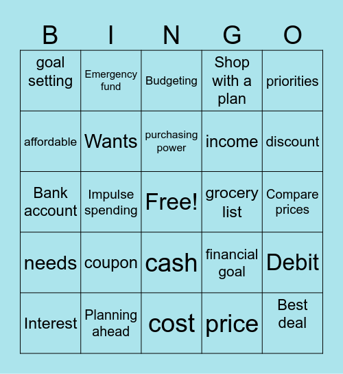 Grocery night Bingo! Bingo Card