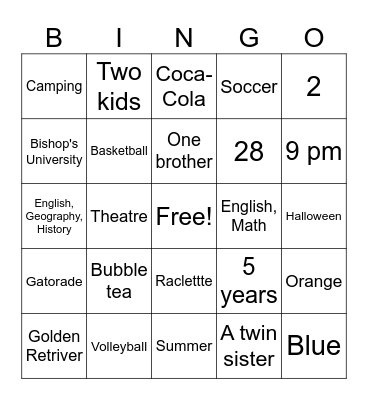 Mrs Anny' Bingo Card