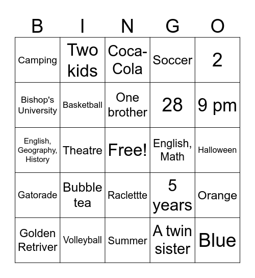 Mrs Anny' Bingo Card