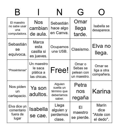 ENSP BINGO Card