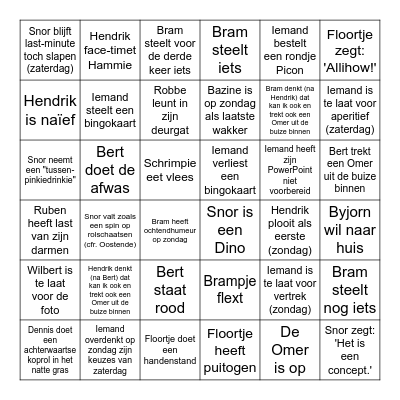 Sjampkampbingo Card