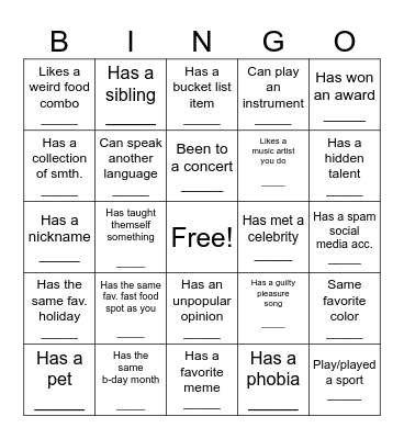 SI BINGO Card