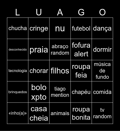 videos Bingo Card