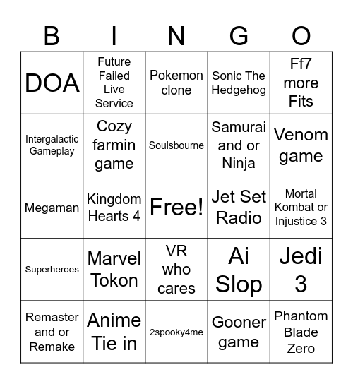 State of Play Sept 26 Bingo Card