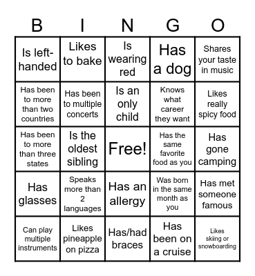 Icebreaker Bingo: Find Someone Who Bingo Card
