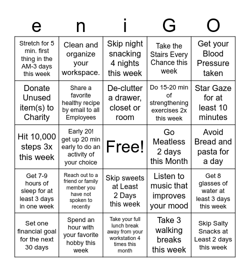 All Together Well - eni-GO Challenge 2026 Bingo Card