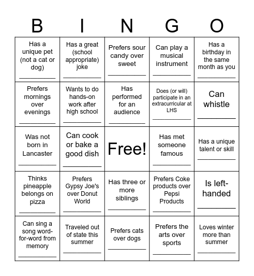 Find Someone Who... Bingo Card
