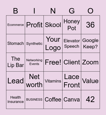 Name That business Bingo Card