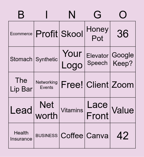 Name That business Bingo Card