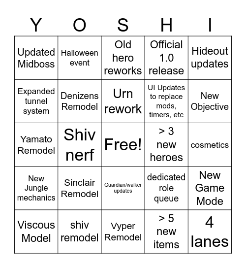 Update Bingo Card