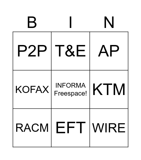 TEAM Bingo Card