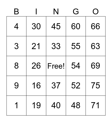 Bingo Card