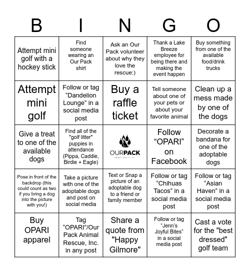 OPARI Bingo! Bingo Card