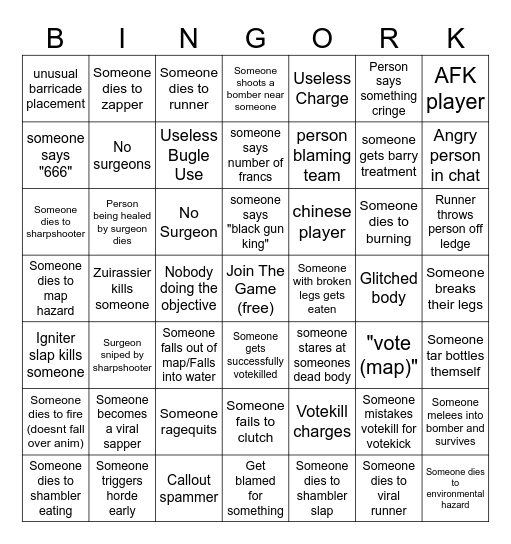 G&B BINGORK (fixed) Bingo Card