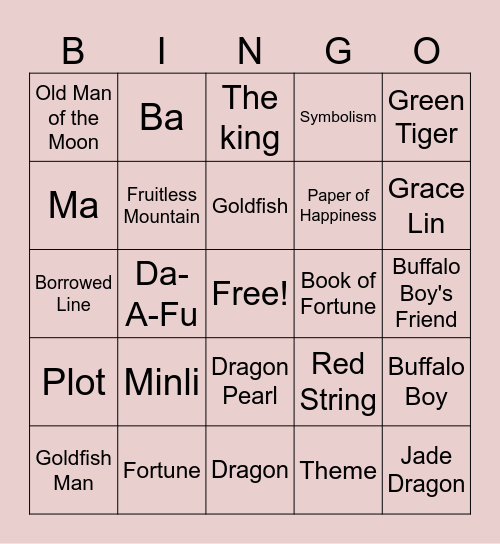 Where the Mountain Meets the Moon BINGO Card