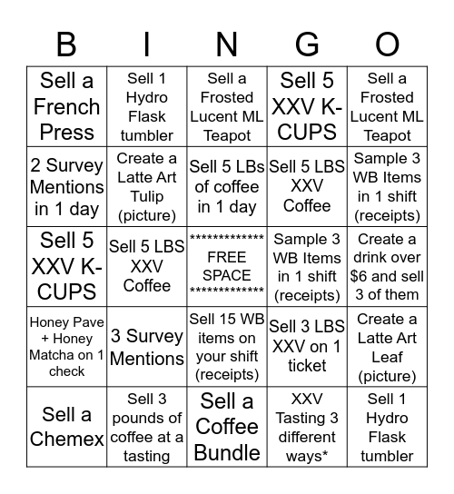Peet's Pickett Bingo! Bingo Card