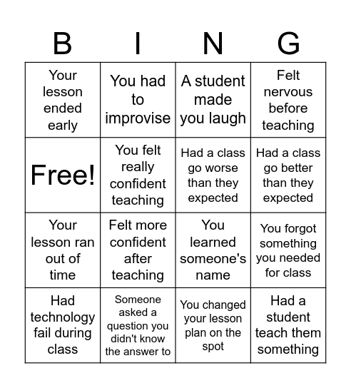LAS 399 Week 2 Bingo Card