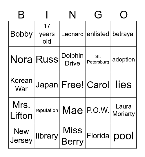Sunlight Finds You Bingo Card